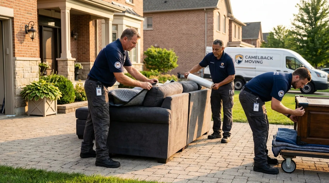Large estate moving crew wrapping furniture in Warsaw, VA
