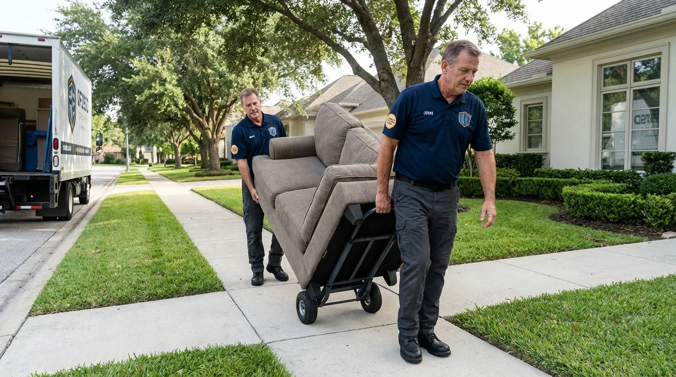 Local residential moving crew loading furniture in Warsaw, VA